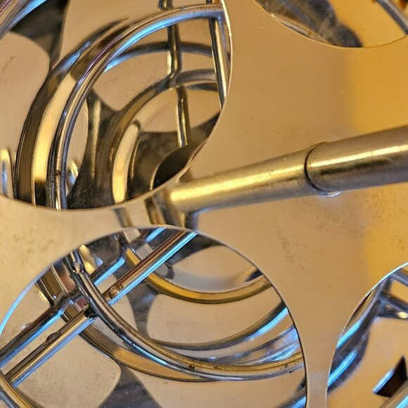 Vintage rotating cruet set rotating 5 pc metal/glass salt pepper oil/vinegar jam - Picture 8 of 9